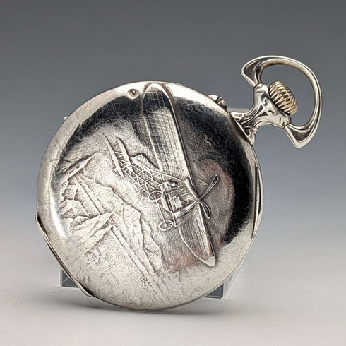 Reloj de bolsillo antiguo Lagrange, circa 1900, caja de plata 800, esfera abierta, en buen estado de funcionamiento.