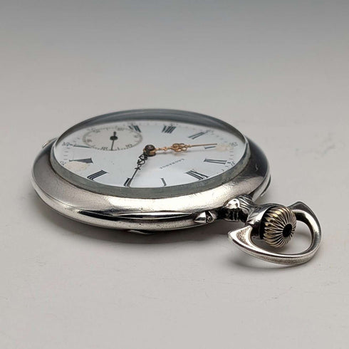 Reloj de bolsillo antiguo Lagrange, circa 1900, caja de plata 800, esfera abierta, en buen estado de funcionamiento.