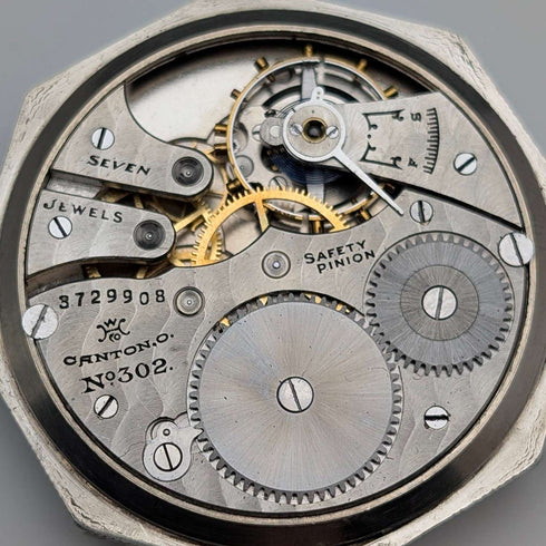 1918年頃 アンティーク ハンプデン 懐中時計 金張りオクタゴンケース 動作良好