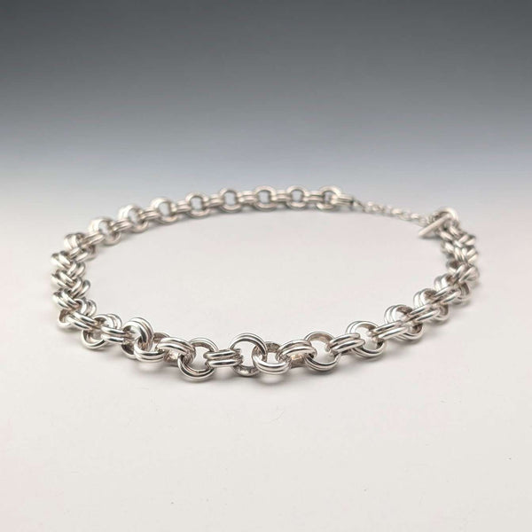 Vintage Sterling Silver Double Link Chain Necklace, 50cm, 106g