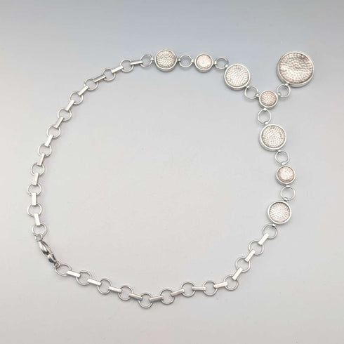 Collar vintage de plata de ley y nácar, 47 cm