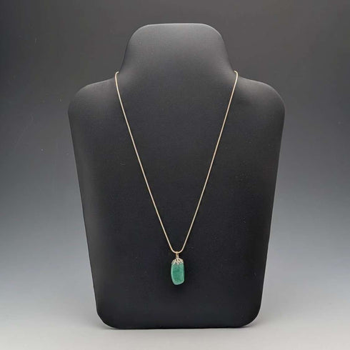 Vintage Aventurine Pendant & Sterling Silver Necklace