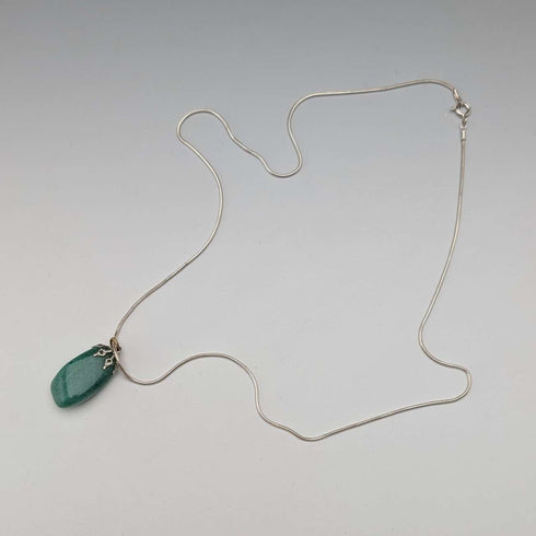 Vintage Aventurine Pendant & Sterling Silver Necklace