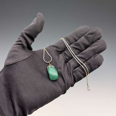 Vintage Aventurine Pendant & Sterling Silver Necklace