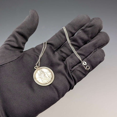 ヴィンテージ 聖クリストファー 純銀製 メダイペンダント③ 純銀ネックレス付 計7.8g