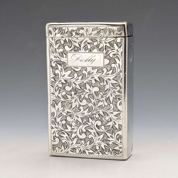 Cigarera antigua de plata de ley, principios del siglo XX, EE. UU., estuche para naipes, 85 g