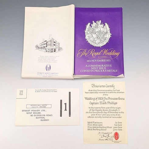 1973年英国安妮公主大婚纪念纯银币6枚套,含银量50克,Ppbjoy Mint ltd铸造