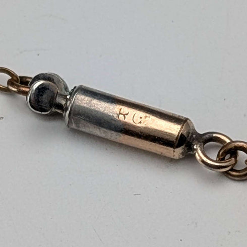Colgante relicario vintage de oro de 9 quilates en forma de corazón con cadena RG británica