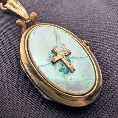 Antique British rolled gold Albert chain locket fob