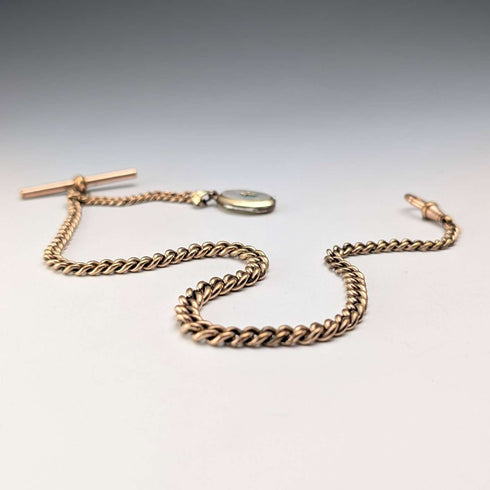 Antique British rolled gold Albert chain locket fob