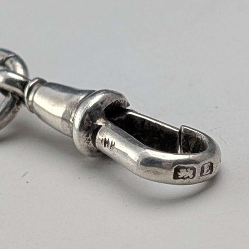 Cadena Albert vintage británica de plata de ley de 1929, 42 g, con moneda británica de 6 peniques de plata como colgante