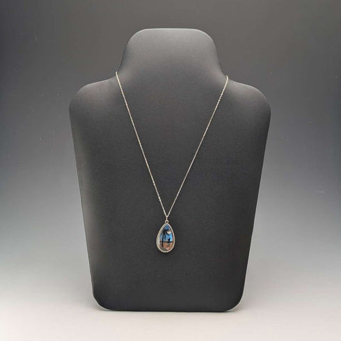 Colgante de alas de mariposa con base de plata de ley vintage británica, incluye collar de plata de ley ③