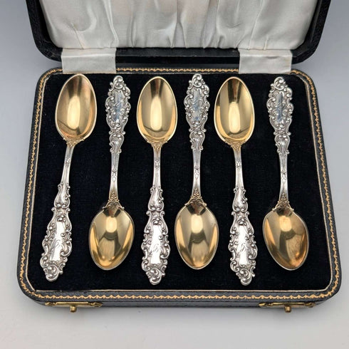 美国古董纯银茶匙6支,总重64克,Gorham出品,带盒