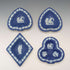 Vintage British Wedgwood Jasperware Playing Card-Shaped Small Plates, Set of 4, Royal Blue