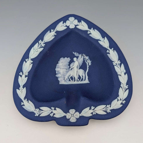 Vintage British Wedgwood Jasperware Playing Card-Shaped Small Plates, Set of 4, Royal Blue