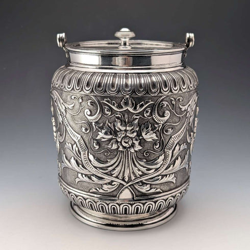 Bisquitera de plata chapada, antigua, inglesa, 1892, James Dixon & Sons