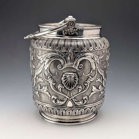 Bisquitera de plata chapada, antigua, inglesa, 1892, James Dixon & Sons