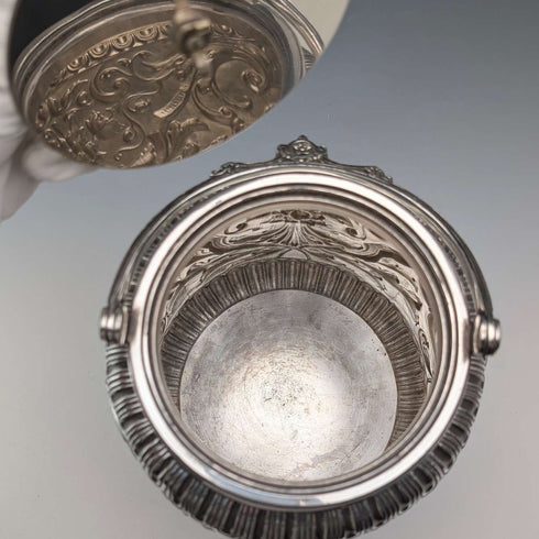 Bisquitera de plata chapada, antigua, inglesa, 1892, James Dixon & Sons