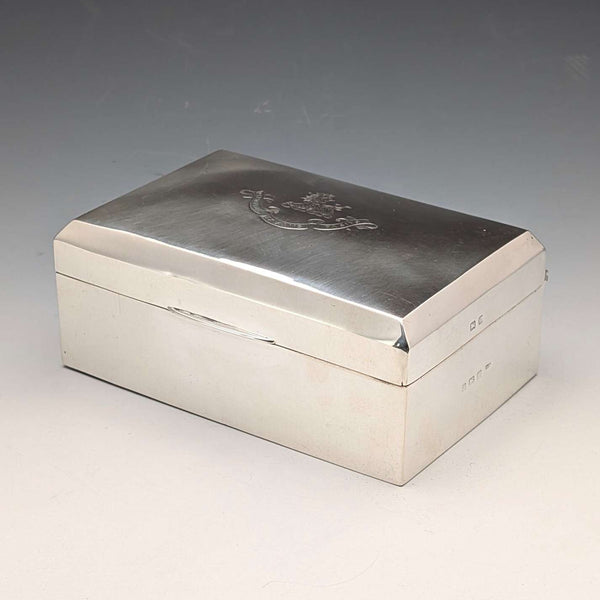 Caja de cigarrillos de plata esterlina antigua inglesa de 1913, interior de madera, Walker & Hall