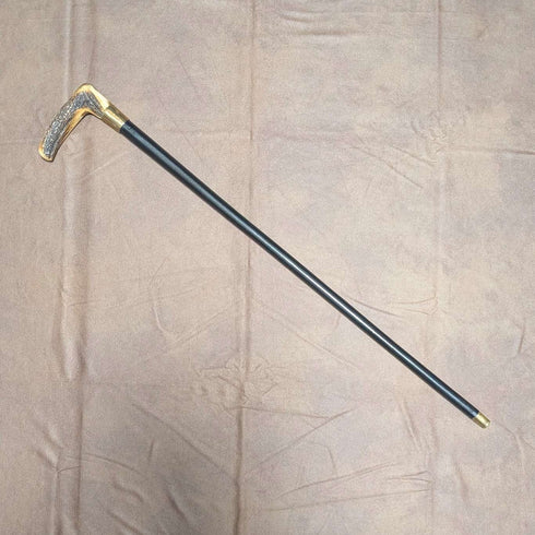 Vintage Black Shaft Antler L-Handle Walking Stick, 72cm, ASHBEY