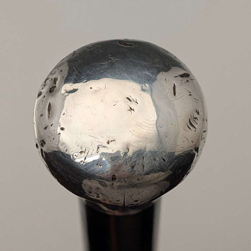 1916년 영국 앤틱 블랙 샤프트 순은제 론델 핸들 지팡이 87cm