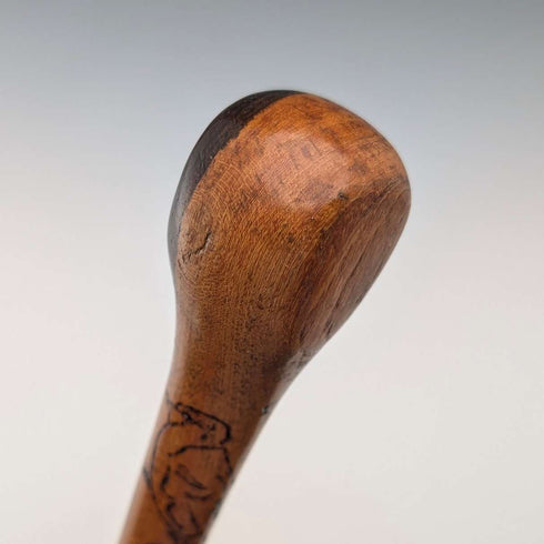 复古双色棕色杆身带装饰环手柄手杖 91cm