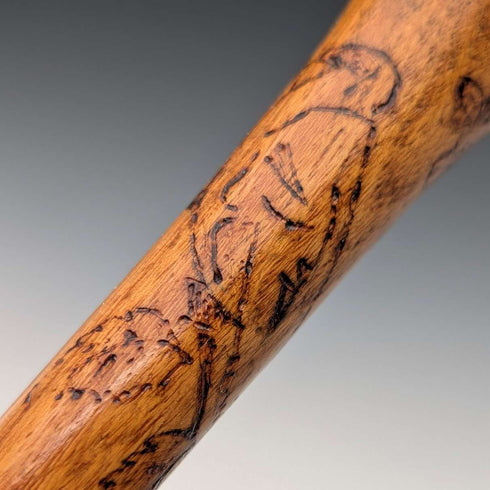 复古双色棕色杆身带装饰环手柄手杖 91cm
