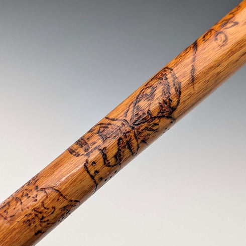 复古双色棕色杆身带装饰环手柄手杖 91cm