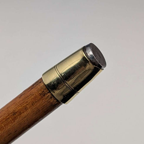 复古双色棕色杆身带装饰环手柄手杖 91cm