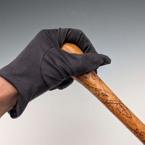 复古双色棕色杆身带装饰环手柄手杖 91cm