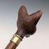 Vintage brown shaft resin fox head handle walking stick, 90cm