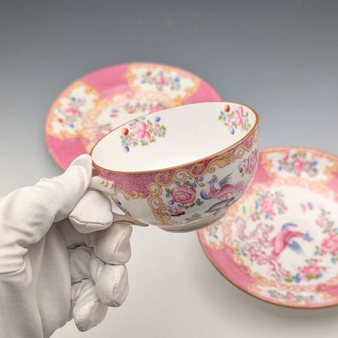 1920年代 英国ミントン ティーカップトリオ ピンクコカトリス マイヤー・エンポーリアム特注品②