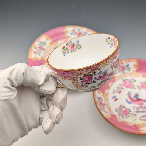 1920年代 英国明顿(Minton)茶杯三件套 粉色公鸡(Pink Cockatrice)梅尔百货(Myer Emporium)特制款 ④