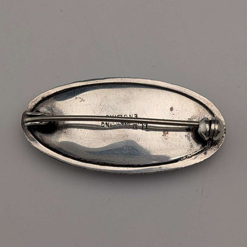 Broche de plata de ley con paisaje tropical de alas de mariposa, antigüedad británica, T.L.M.
