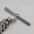 Antique British Sterling Silver Double Albert Chain, 67g, Green Turquoise Fob