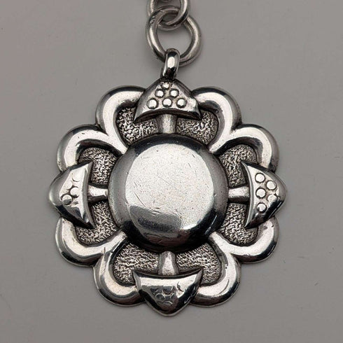 Cadena Albert doble de eslabones fantasía en plata de ley vintage británica, 35g, con medalla-fob de plata de ley