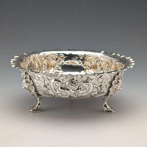 1890년 영국 앤틱 순은제 다리 달린 볼 지름 13cm 찰스 에드워즈(Charles Edwards)