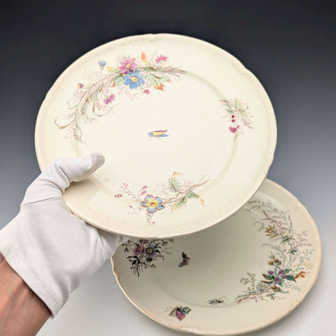 Par de platos laterales de loza fina diseño japonismo, estilo antiguo francés ②