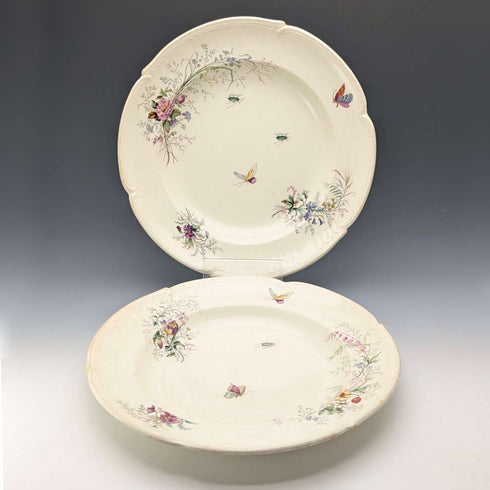 프렌치 앤티크 자포니즘 디자인 경질 도기 수프 플레이트 페어②