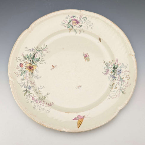 French Antique Japonism Design Hard Ceramic Dinner Plate Pair ②