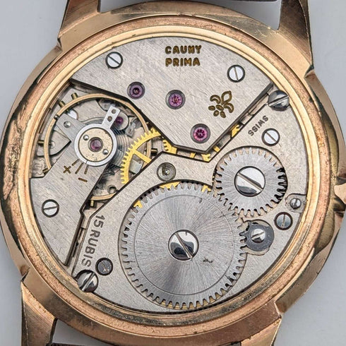 1950年代 スイス Cauny 紳士用腕時計 15石機械式 金張りケース 動作良好