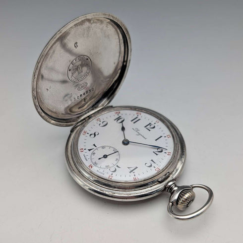 Circa 1931 Vintage Longines Pocket Watch with Silver-sided Hunter Case, Serviced