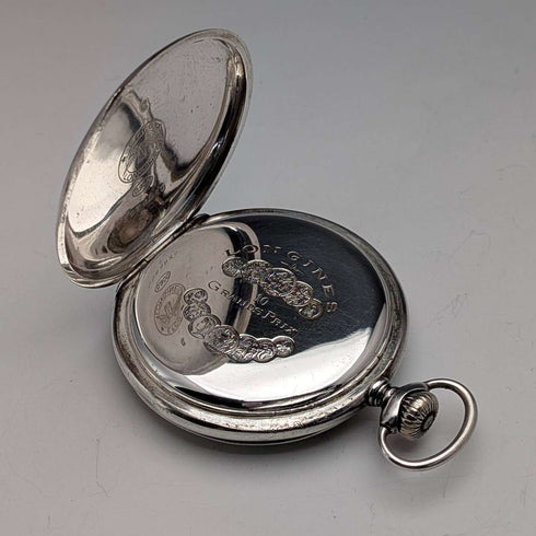Circa 1931 Vintage Longines Pocket Watch with Silver-sided Hunter Case, Serviced