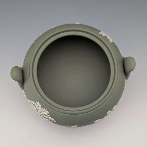 1978年 英国复古 Wedgwood 绿色浮雕玉石系列 (Jasperware) 糖罐 ※无盖