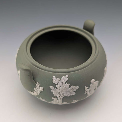 1978年 英国复古 Wedgwood 绿色浮雕玉石系列 (Jasperware) 糖罐 ※无盖