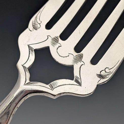 Antique British silver-plated fish server pair by Harrison Brothers & Howson