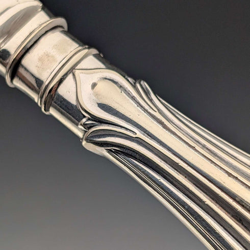 Antique British silver-plated fish server pair by Harrison Brothers & Howson