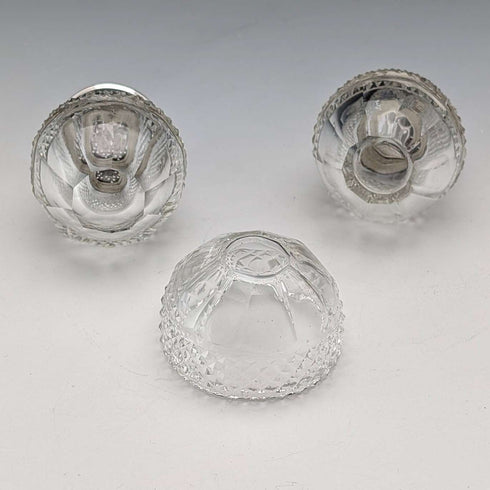 1924年 Reino Unido Antigüedad Plata de ley y cristal tallado Juego de condimentos James Dixon & Sons