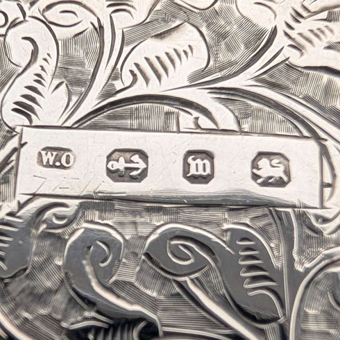 1886年 英国古董 纯银制 双开式小型名片盒 64g William Oliver