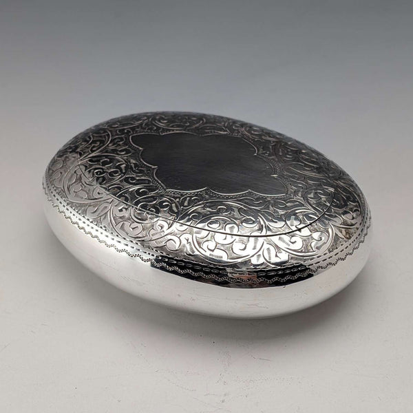 1904 Tabaquera de plata de ley antigua inglesa, forma de guijarro, 90g, Williams Ltd